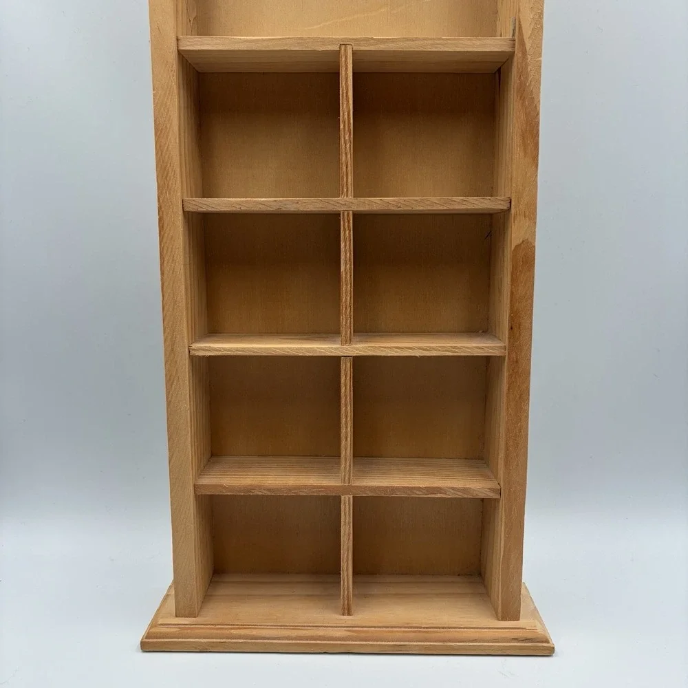 Vtg Pine Wood‎ 9 Cubby Heart Wall Shelf Trinket Unfinished CottageCore 20x8x3
